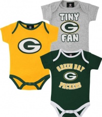 Green Bay Packers Infant Tiny Fan 3 Piece Creeper Set, 24 Months