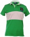 Polo Ralph Lauren Men's Custom Fit Pieced Rugby, Polo Green/Pink, M