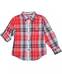 Guess Cache Button-Down Shirt (Sizes 2T - 4T) - red plaid, 3