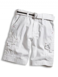 GUESS Kids Boys Big Boy Shorts with Patch Pockets and Be, WHITE (12)