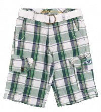 GUESS Kids Boys Big Boy Village Plaid Belted Shorts, PLAID (18)