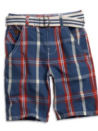 GUESS Kids Boys Little Boy Plaid Belted Shorts (2-7), PLAID (3T)