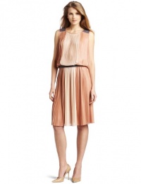 BCBGMAXAZRIA Women's Sofi Color Block Pleated Dress, Apricot Mist Combo, 10