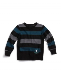 GUESS Kids Boys Little Boy Wesley Stripe Sweater, BLUE (3T)