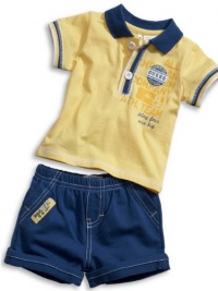 GUESS Kids Boys Polo and Short Set (0-9M), YELLOW (3/6M)