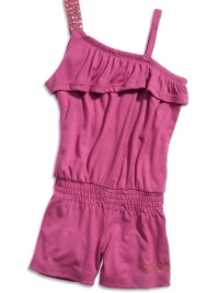 GUESS Kids Girls Little Girl Asymmetrical Romper, VIOLET (5/6)