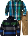 Nautica Sportswear Kids Boys 2-7 Toddler 3 Piece Sweater Set, Sport Navy, 4T