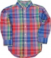 Ralph Lauren Toddler Boys Blake Madras Plaid (2/2T, Blue/Red Multi)