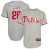 MLB Philadelphia Phillies Chase Utley Road Gray Short Sleeve 6 Button Synthetic Replica Baseball Jersey Spring 2012 Men's