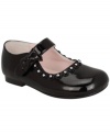 Your little one will be cute and confident in these patent leather Mary Janes from Nina.