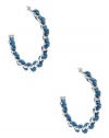 GUESS Blue and Silver-Tone Woven Hoop Earrings, POP COLOR