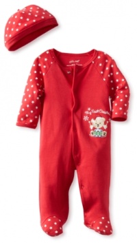 Little Me Baby-Boys Newborn Bear Stars Footie And Hat, Red, 3 Months