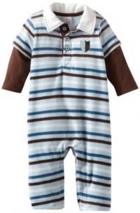 Little Me Baby-boys Newborn Club Stripe Coverall, Blue Stripe, 3 Months