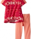 Splendid Littles Baby-Girls Newborn Sunburts Tunic Set, Dragonfruit, 6-12 Months