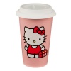 Vandor Hello Kitty 12-Ounce Double Wall Ceramic Travel Mug with Silicone Lid, Pink