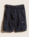 GUESS Twill Cargo Shorts with Belt, NAVY (4)