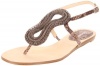 Calvin Klein Women's Steffie Classic Python T-Strap Sandal,Light Taupe,8.5 M US