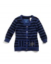 GUESS Kids Girls Big Girl Striped Sweater with Rhinestone, BLUE (14)