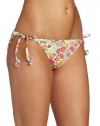 Lilly Pulitzer Women's Sandy String Bikini Bottom, Resort White Mini Garden By The Sea, Medium