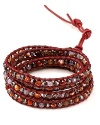 Simple yet eclectic. This Chan Luu wrap bracelet in richly colored leather refines bohemian style with its mix of semi-precious gemstones and striking crystals.