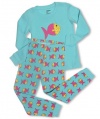 Leveret Colorful Fish 2 Piece Pajama Set 100% Cotton (Size 6M-5T)