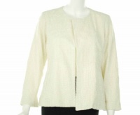 Eileen Fisher Embroidered Cotton Squares Jacket Off-White X-Small