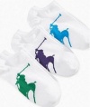 Polo Ralph Lauren Girl's 3-Pack Assorted Big Pony Ped Socks (Sock Sz 4-6X; Shoe Sz 10-13)