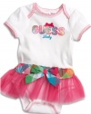 GUESS Kids Girls Short-Sleeve Bodysuit with Mesh Skirt (0, WHITE (6/9M)