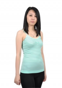 Soho Apparel Seamless Sexy Camisole Stripe Spaghetti Strap Tank Top SG-T04-Aqua-Nylon Spandex