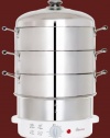 Secura 3-Tier 6-Quart Stainless Steel Electric Food Cooker Rice Steamer, w/ Steam360 technology S-324