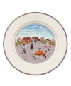 Chickens and pigs reign over the barnyard on this Design Naif salad plate, featuring premium Villeroy & Boch porcelain.