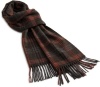 Amicale Men's 100% Cashmere Track Plaid Scarf