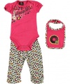 Akademiks Newborn Girls Cheetah Print 3Pc Layette Pant Set (6/9M)