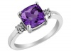 Amethyst Ring with Diamond Accent 2.0 Carat (ctw) in Sterling Silver