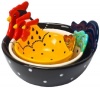 Housewares International 3-Piece Hand-Painted Ceramic Rooster Serving Bowls