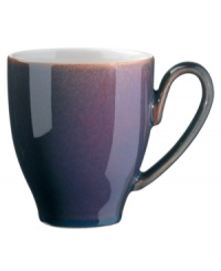 A true gem, the Amethyst mug is simply glazed but boldly hued, in deep indigo and crisp white from Denby's collection of dinnerware. The dishes can embrace their luxe color alone or they can be paired with the playful dots of Amethyst Stone for a well-balanced and uniquely customized table setting.