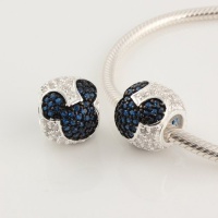 Mickey Mouse with Blue Cz 925 Sterling Silver Charm/bead for Pandora, Biagi, Chamilia, Troll and More Bracelet