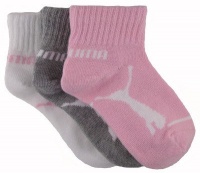 Puma Girls 7-16  3 Pair Pack Quarter Crew, Light Pastel, 6-7.5