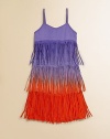 Inspired by the roaring 20's, this eye-catching, ombré fringed frock is perfect for swirling and twirling.Sweetheart necklineSleevelessPullover stylingRayonHand wash coldImported