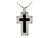 Triton Stainless Steel Cross Pendant with Enamel Accents