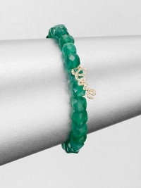 A sparkling diamond charm in 14k gold on a green onyx stretch bead bracelet. Green onyx14K goldDiamonds, .12 tcwLength, about 6.5Slip-on styleImported 