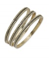 Add a little texture. Lauren by Ralph Lauren's set of three engraved bangles adds dimension and polish. Set in 14k gold-plated mixed metal. Approximate diameter: 2-5/8 inches.