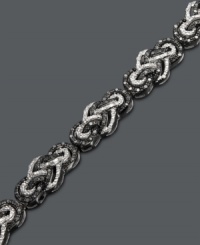 Add a new twist to your look in chic, contrasting colors. This braided bracelet will add extra dazzle to any outfit with round-cut white diamonds (2 ct. t.w.) and round-cut black diamonds (1-1/5 ct. t.w.). Set in sterling silver. Approximate length: 7-1/4 inches.