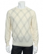 Geoffrey Beene Men's Ivory Argyle Crew Neck Sweater