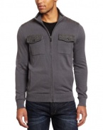 Kenneth Cole Men's Full-Zip Double-Pocket Mock-Neck Sweater