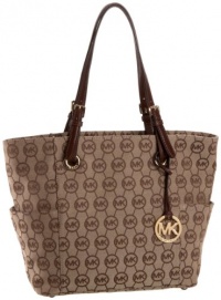 Michael Kors Monogram Jet Set Signature Womens Handbag Tote Brown