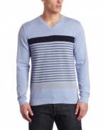 Kenneth Cole Men's V-Neck Printed Stripe Sweater