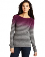 Christopher Fischer Women's 100% Cashmere Long-Sleeve Striped Dip-Dyed Ballet-Neck Sweater