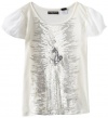 Baby Phat - Kids Girls 7-16 Sequins Tee, Cream, Medium