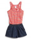 GUESS Kids Girls Striped Romper, ORANGE (14)